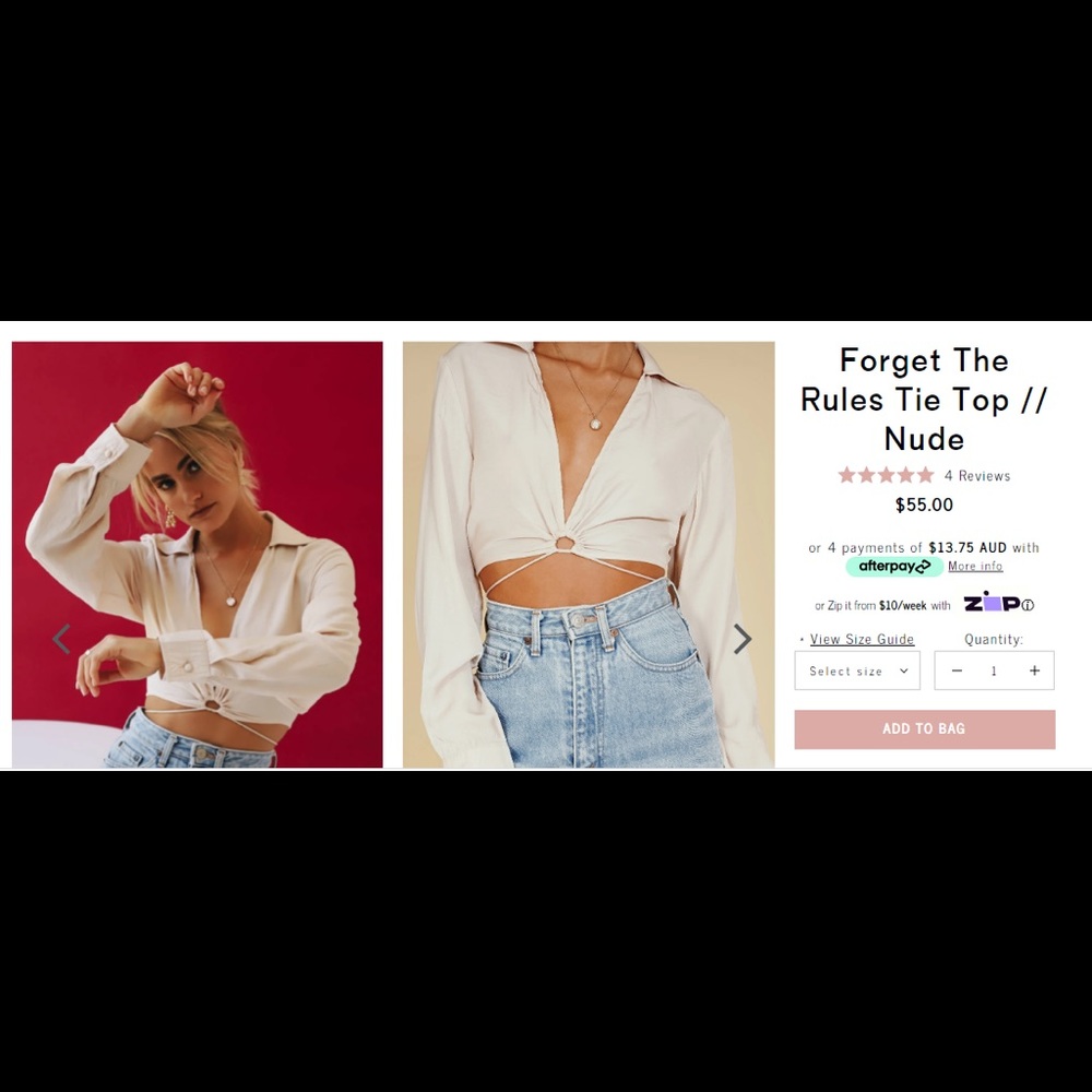 Nude satin tie top